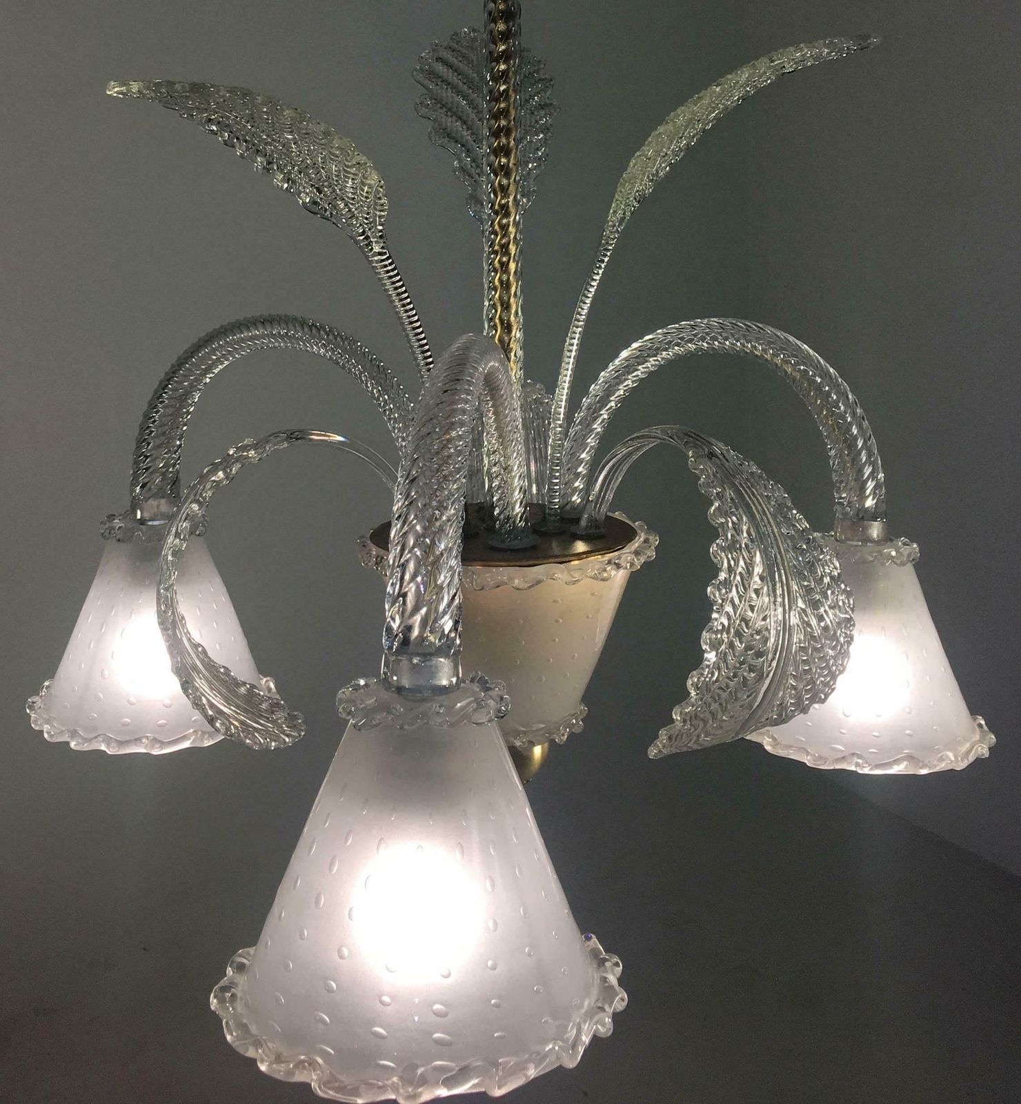 Chandelier By Barovier & Toso, Murano, 1940s photo for sale