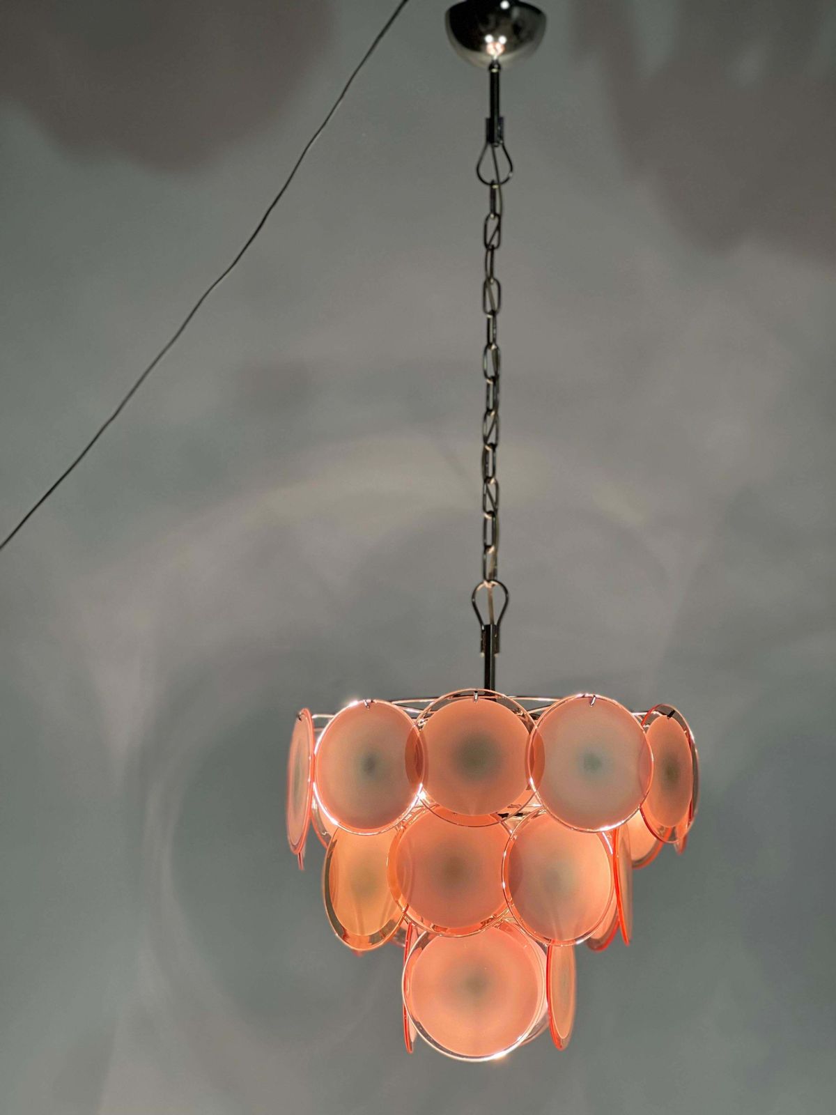 photo furniture Pair Of Disc Murano Glass Chandeliers By Vistosi
