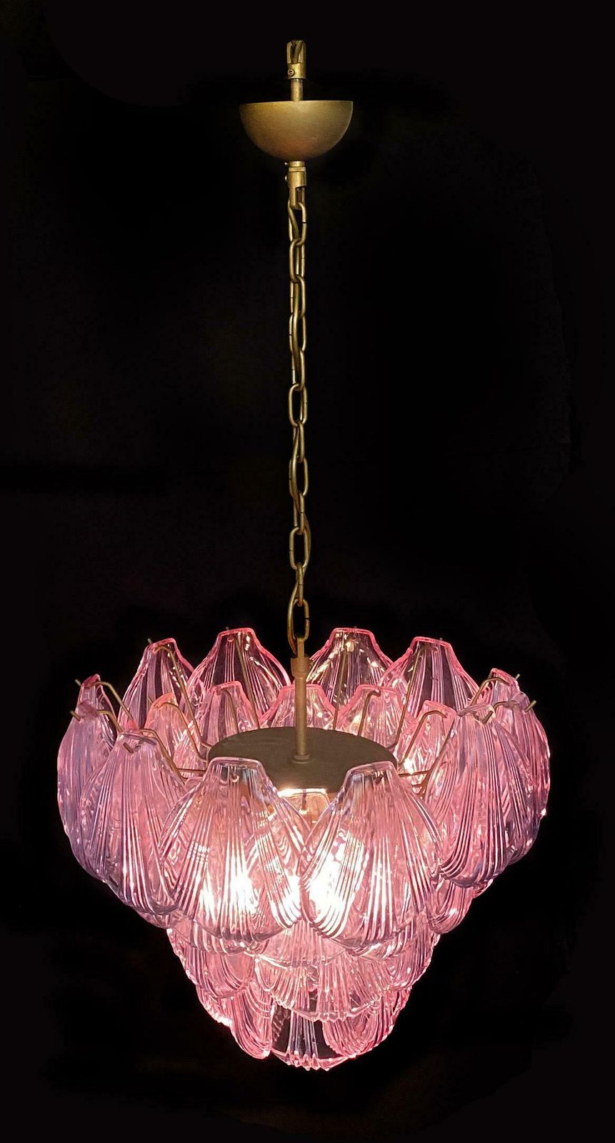 Pair Of Italian Pink Shell Chandeliers, Murano photo furniture
