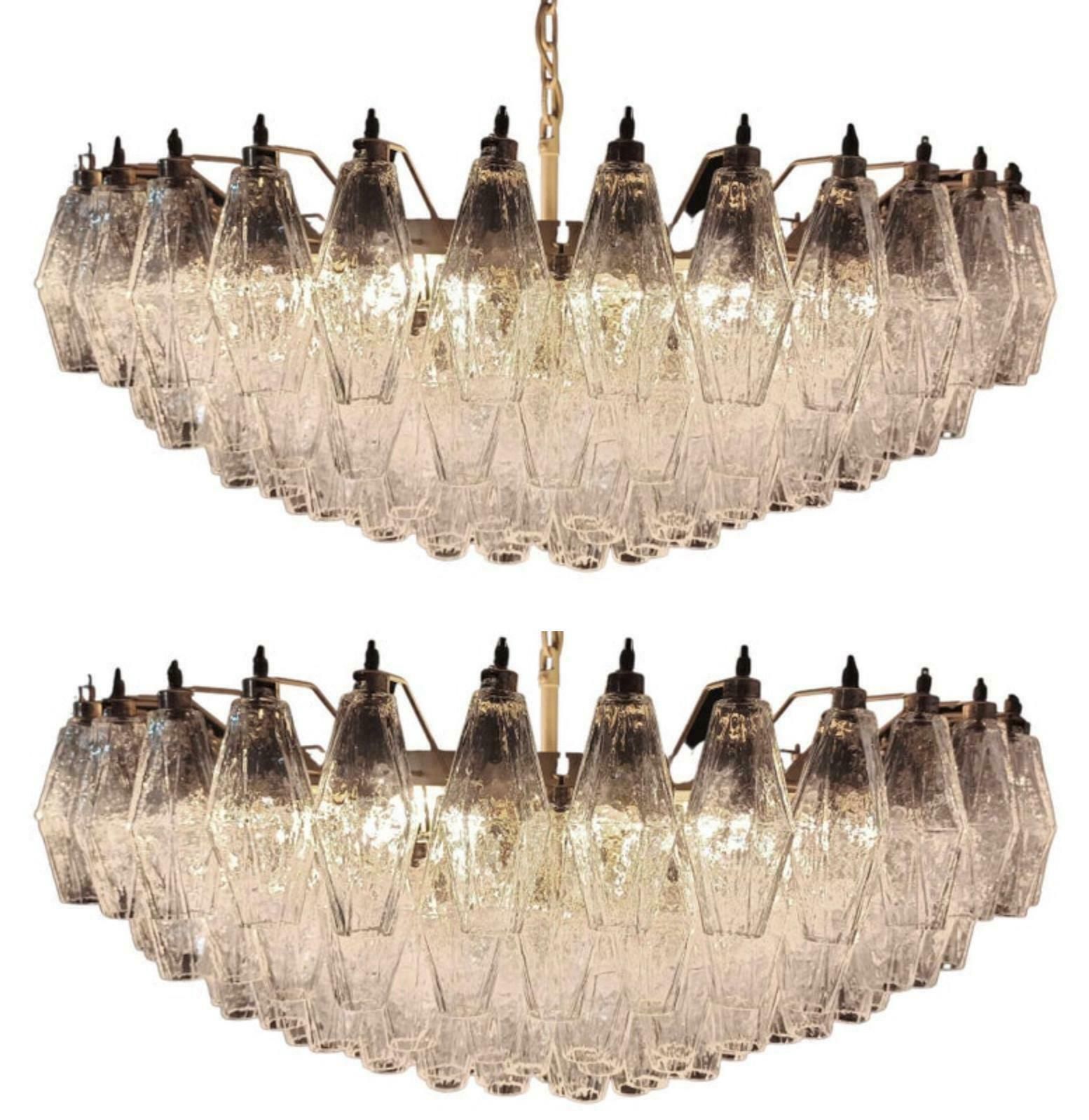 Pair Of Poliedri Chandeliers, Murano