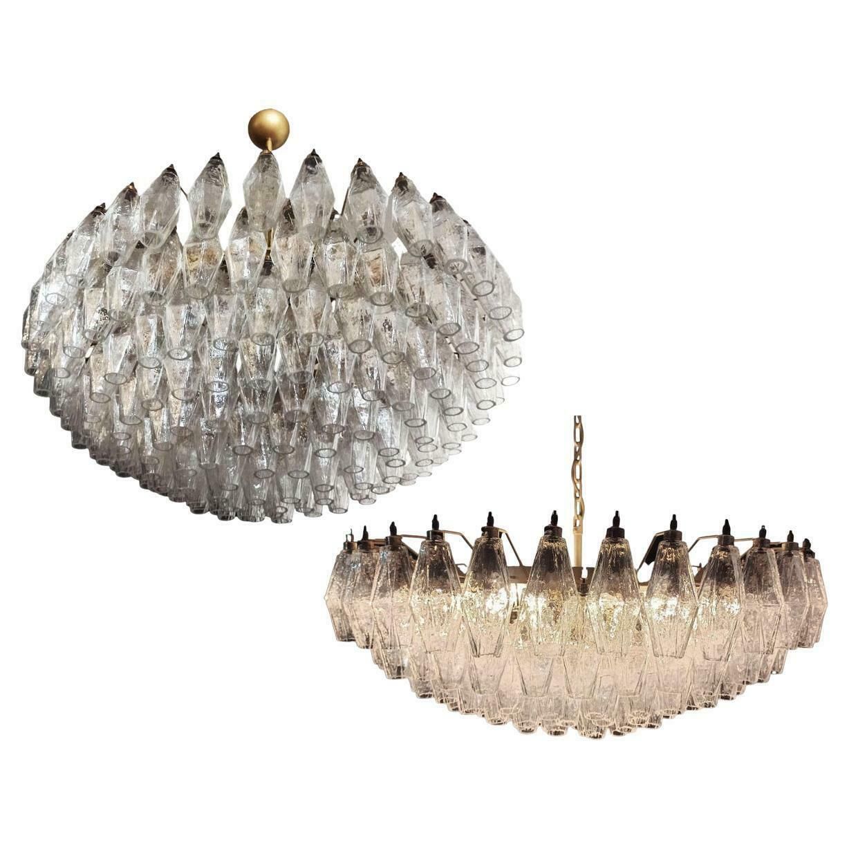 Pair Of Poliedri Chandeliers, Murano photo for sale