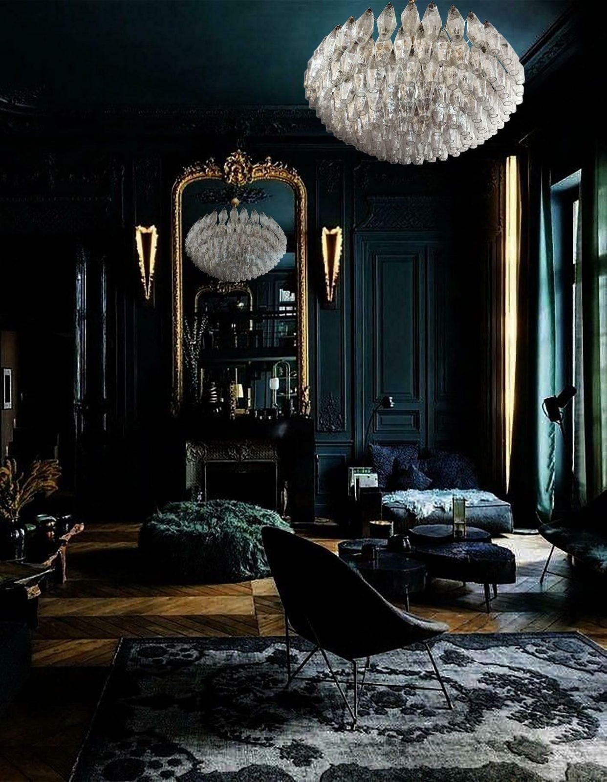 photo furniture Pair Of Poliedri Chandeliers, Murano