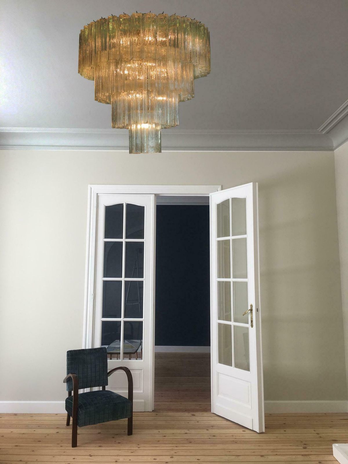 Lighting Italian Murano Glass Chandelier, 78 Tronchi, Tony Zuccheri Style photo