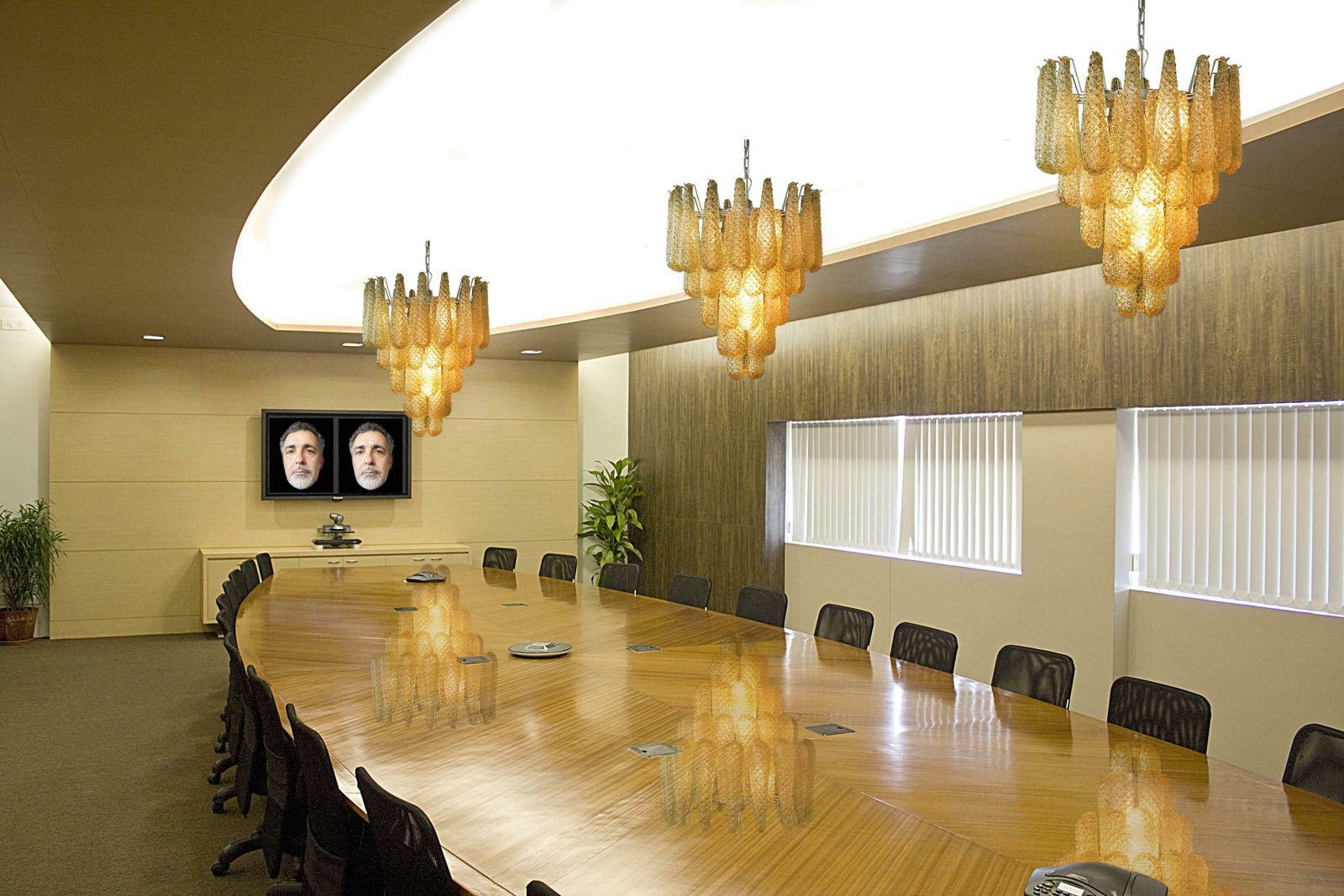Pair Of Italian Amber Crystal Chandelier, Murano photo for sale