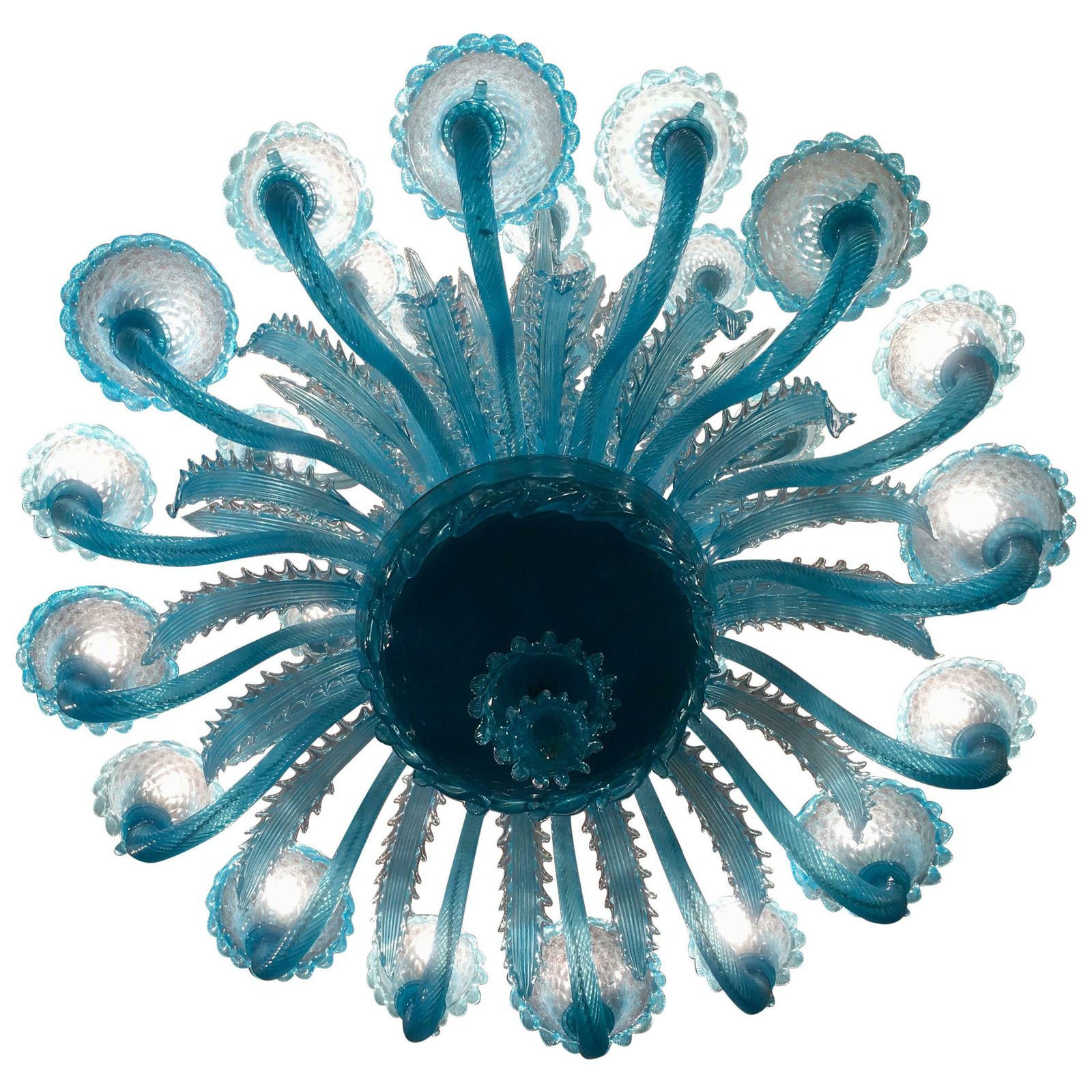Late 20th Century Murano Glass Italian "Queen Turquoise" Chandelier, 1980s photo for sale