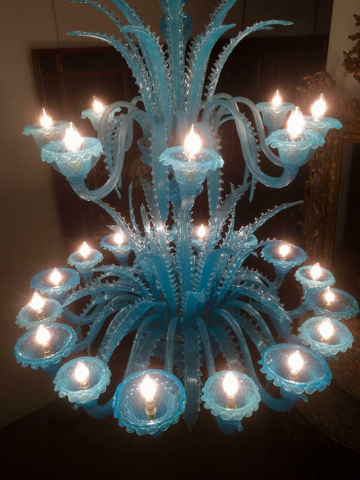 Late 20th Century Murano Glass Italian "Queen Turquoise" Chandelier, 1980s photo 40379.0