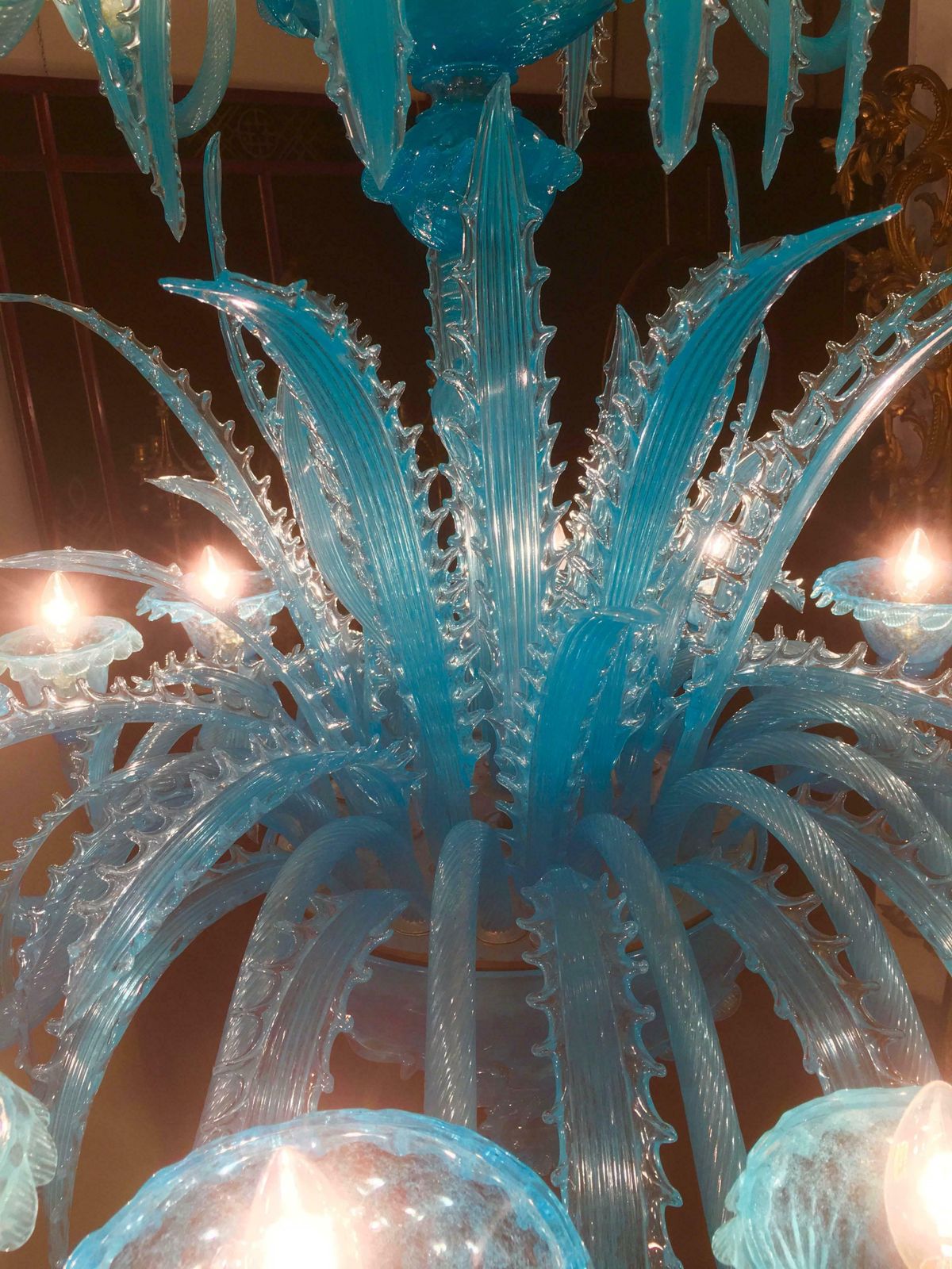 Late 20th Century Murano Glass Italian "Queen Turquoise" Chandelier, 1980s photo vintage