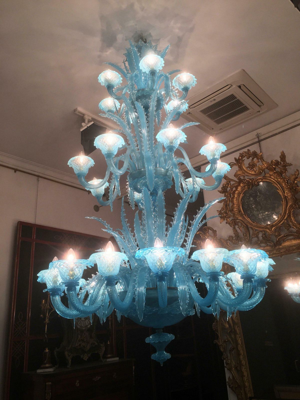 photo furniture Late 20th Century Murano Glass Italian "Queen Turquoise" Chandelier, 1980s