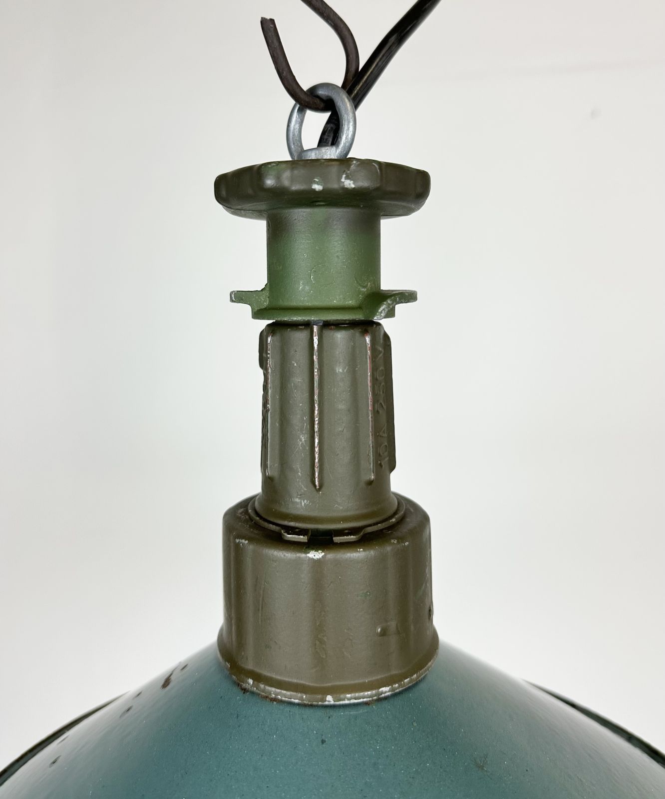 Industrial Green Enamel Factory Pendant Lamp With Cast Aluminium Top, 1960s photo buy