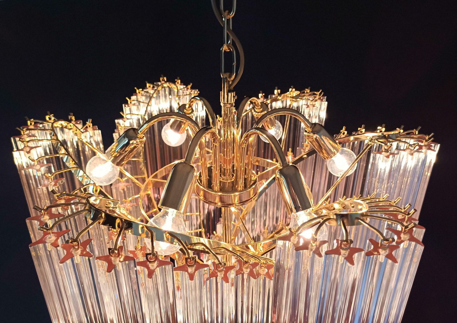Elegant And Unique Modern Pink Quadriedri Murano Glass Chandelier photo buy