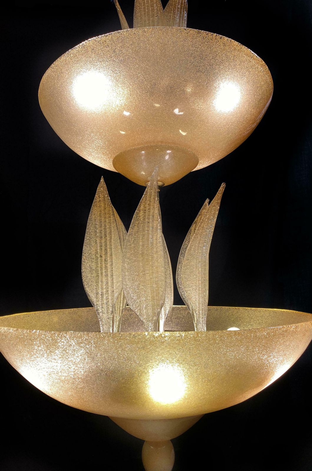 photo for sale Amazing Murano Chandelier With Gold Inclusions, 1990s