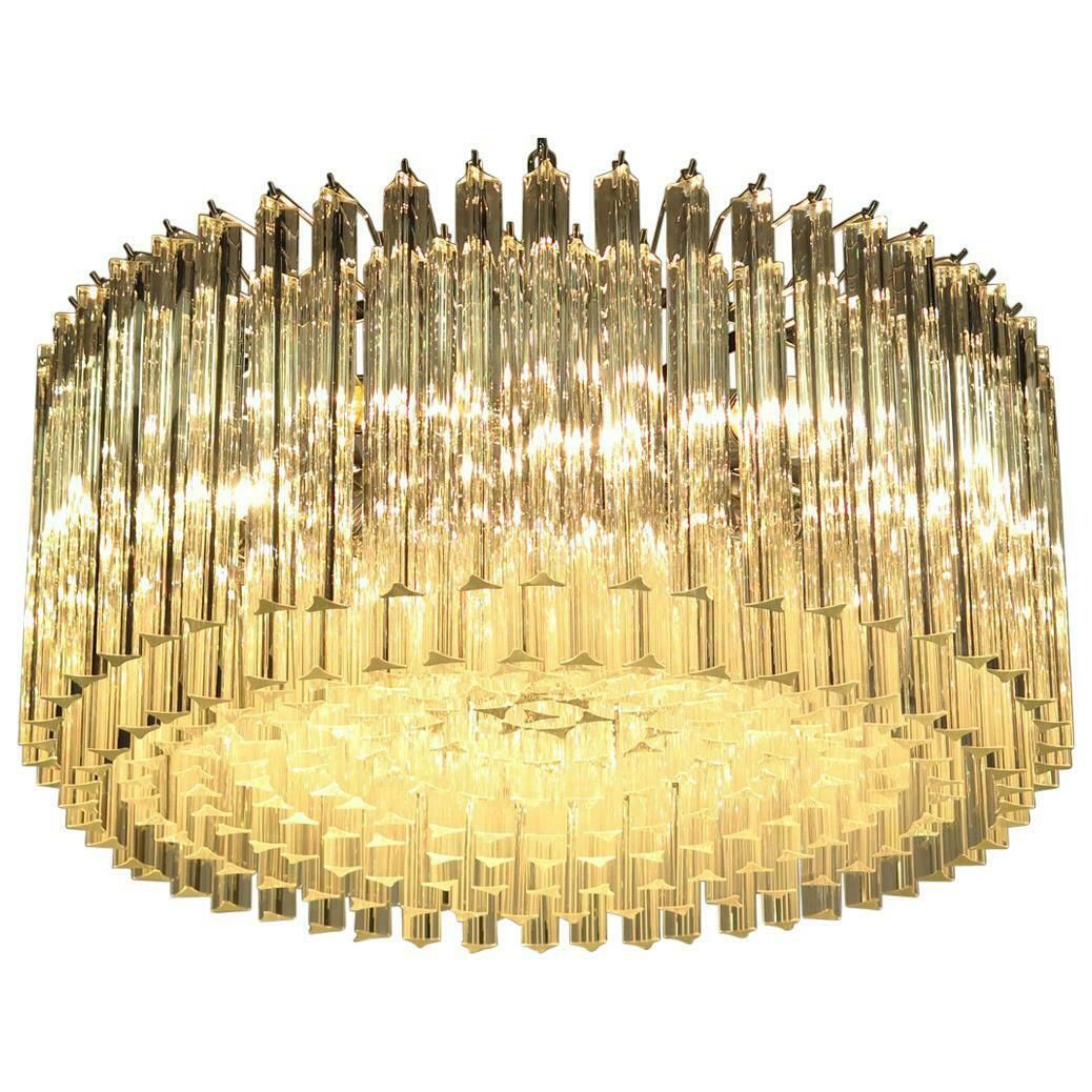 Triedri Glass Chandelier, 265 Trasparent Prism, Murano