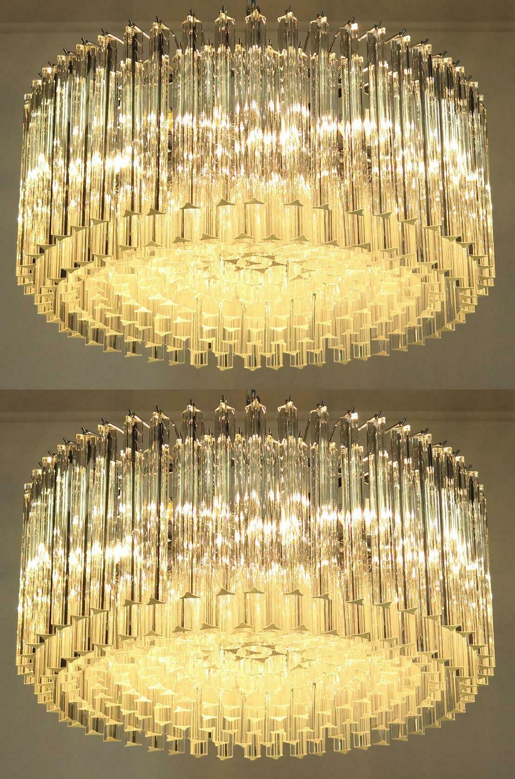 Triedri Glass Chandelier, 265 Trasparent Prism, Murano photo for sale