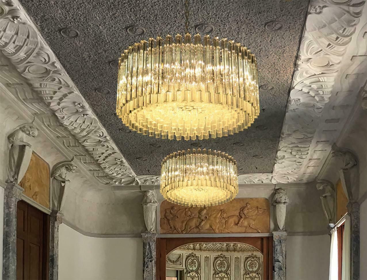 Triedri Glass Chandelier, 265 Trasparent Prism, Murano photo Lighting