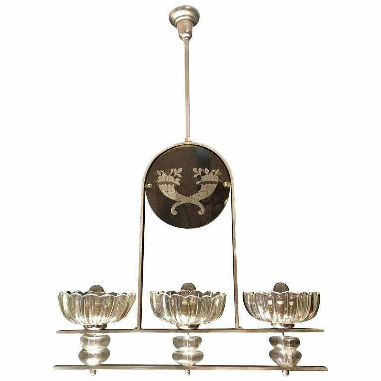 Art Deco Italian Chandelier By Ercole Barovier, Murano, 1940