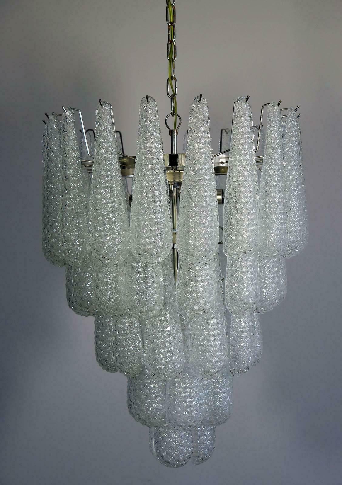 Pair Of Italian Murano Petals Chandeliers Murano photo for sale
