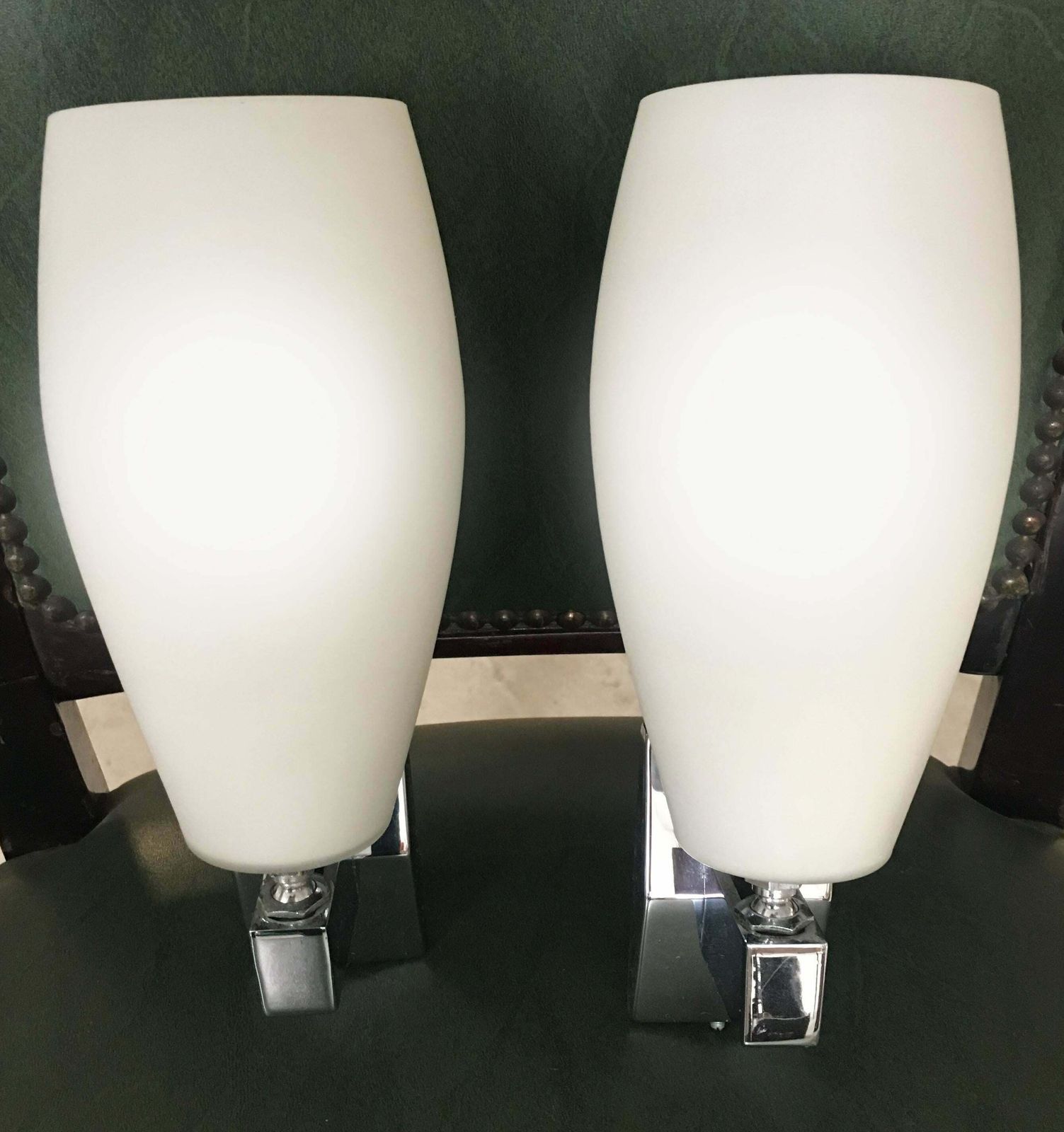 Pair Of Sconces In The Style Of Fontana Arte Italy 1970 photo Lighting