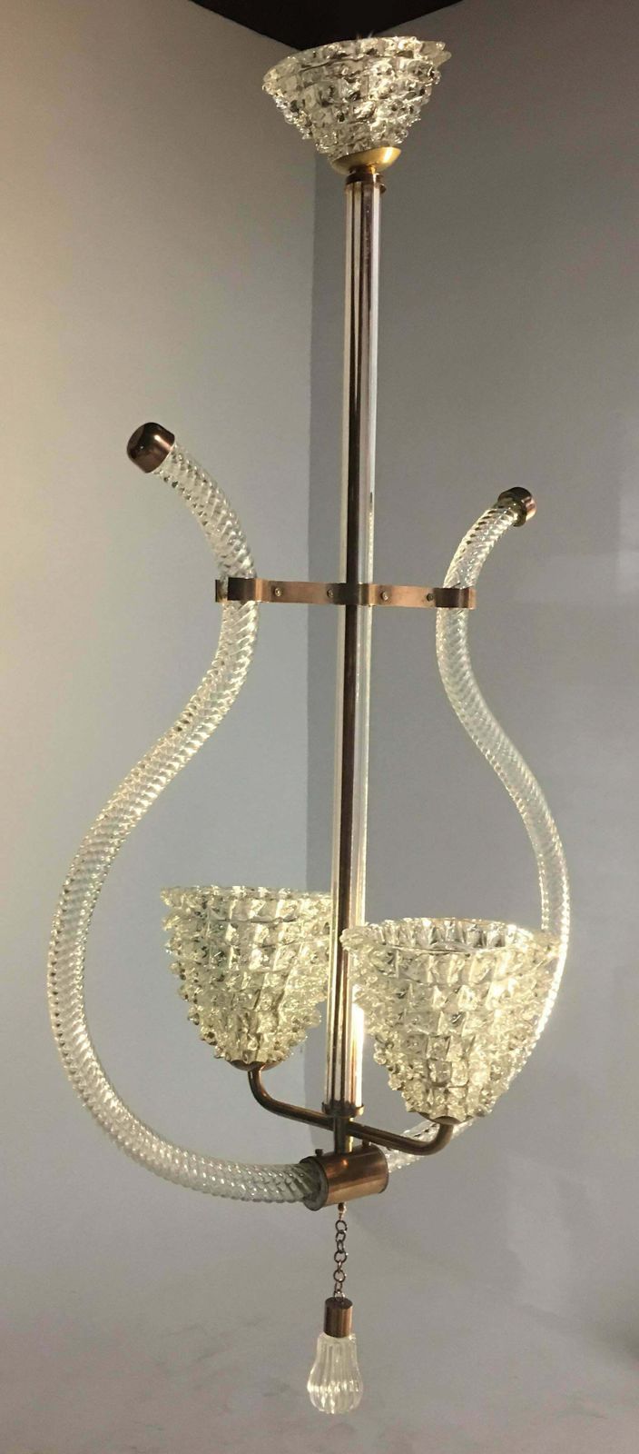 Charming Italian Chandelier By Ercole Barovier Murano 1940 photo Lighting