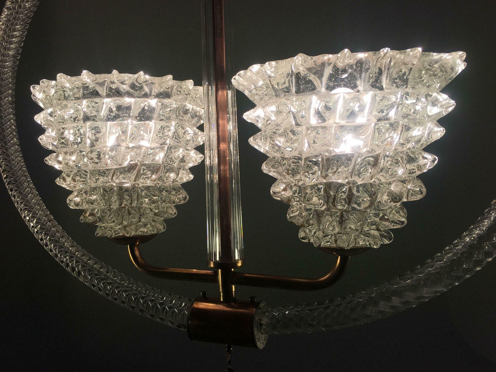Lighting Charming Italian Chandelier By Ercole Barovier Murano 1940 photo