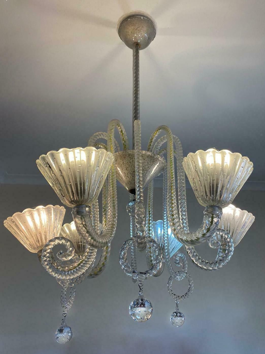 photo furniture Art Deco Chandelier By Ercole Barovier Murano 1940