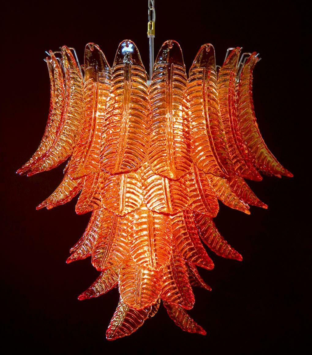 Pair Of Italian Leaves Chandeliers, Barovier & Toso Style, Murano photo 4200.0