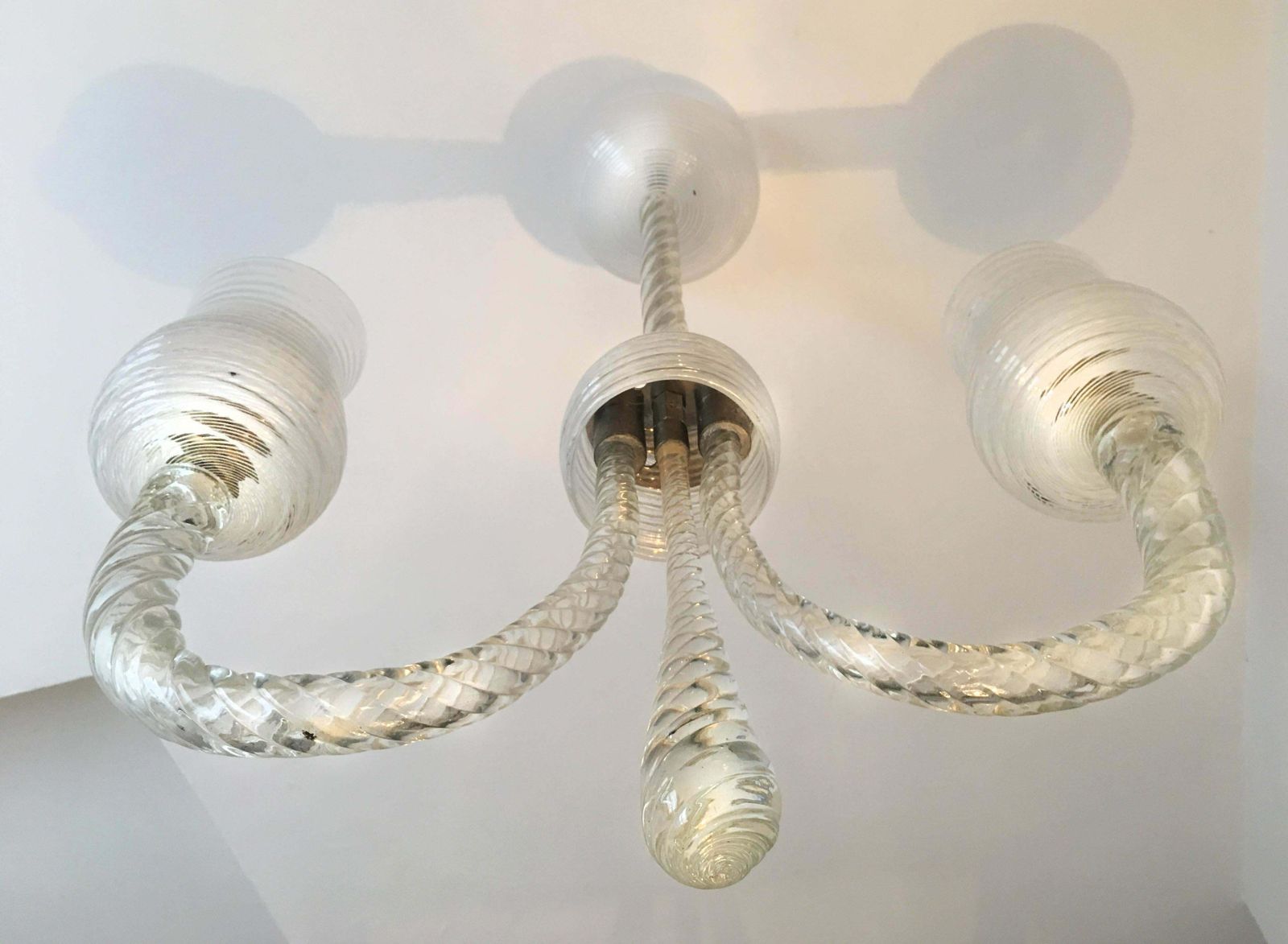 2423.0 Art Deco Reticello Chandelier By Ercole Barovier, Murano, 1940s photo