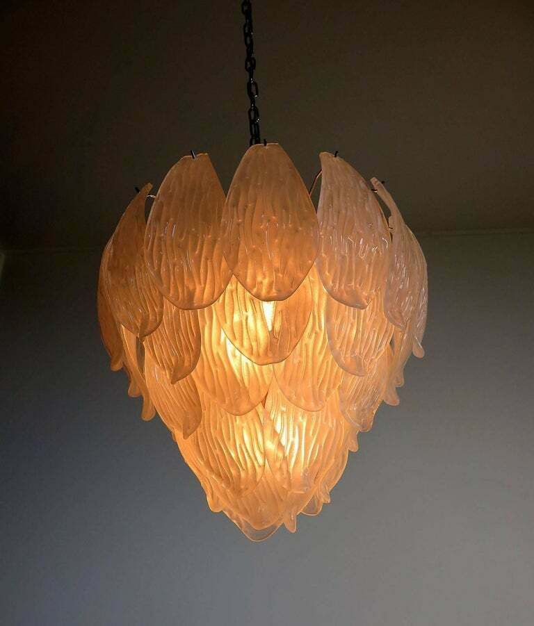 photo furniture Pair Of Italian Petals Chandeliers, Murano