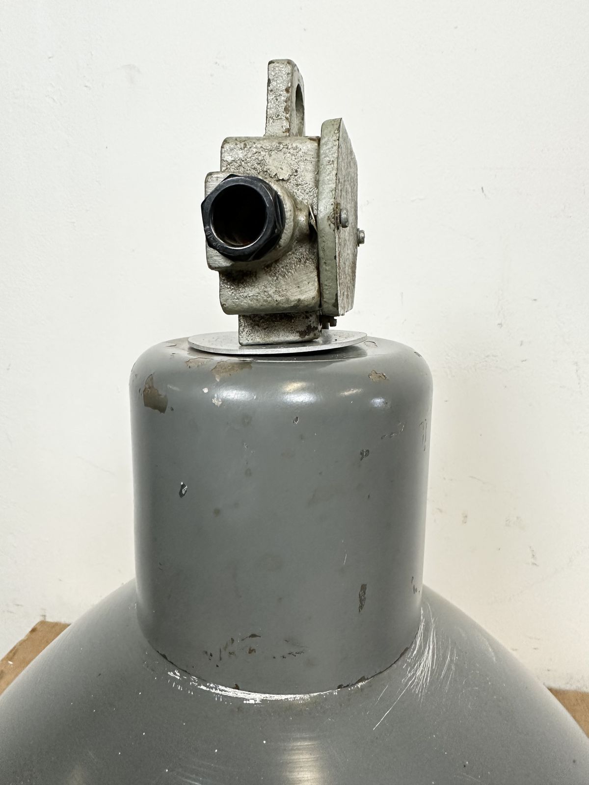 Grey Industrial Aluminium Pendant Lamp From Polam Wilkasy, 1960s, 2x photo buy
