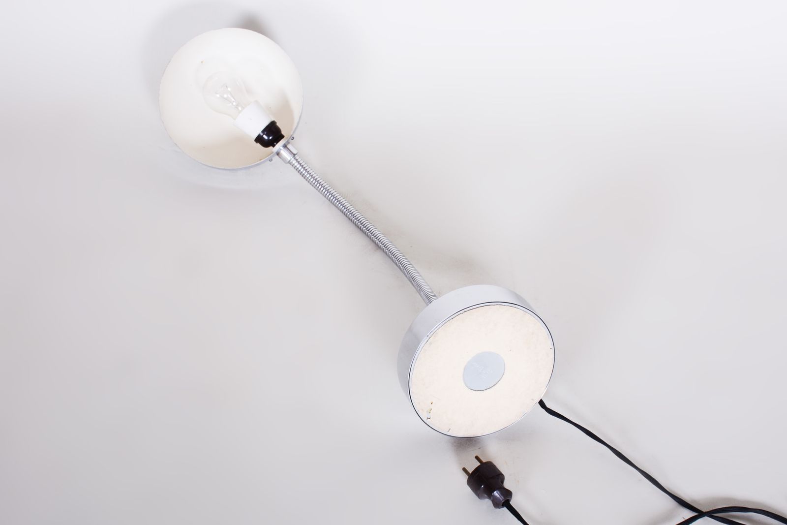 Chrome Bauhaus Table Lamp, Newly Electrified, Designer M. Prokop, Czechia,1920s photo vintage