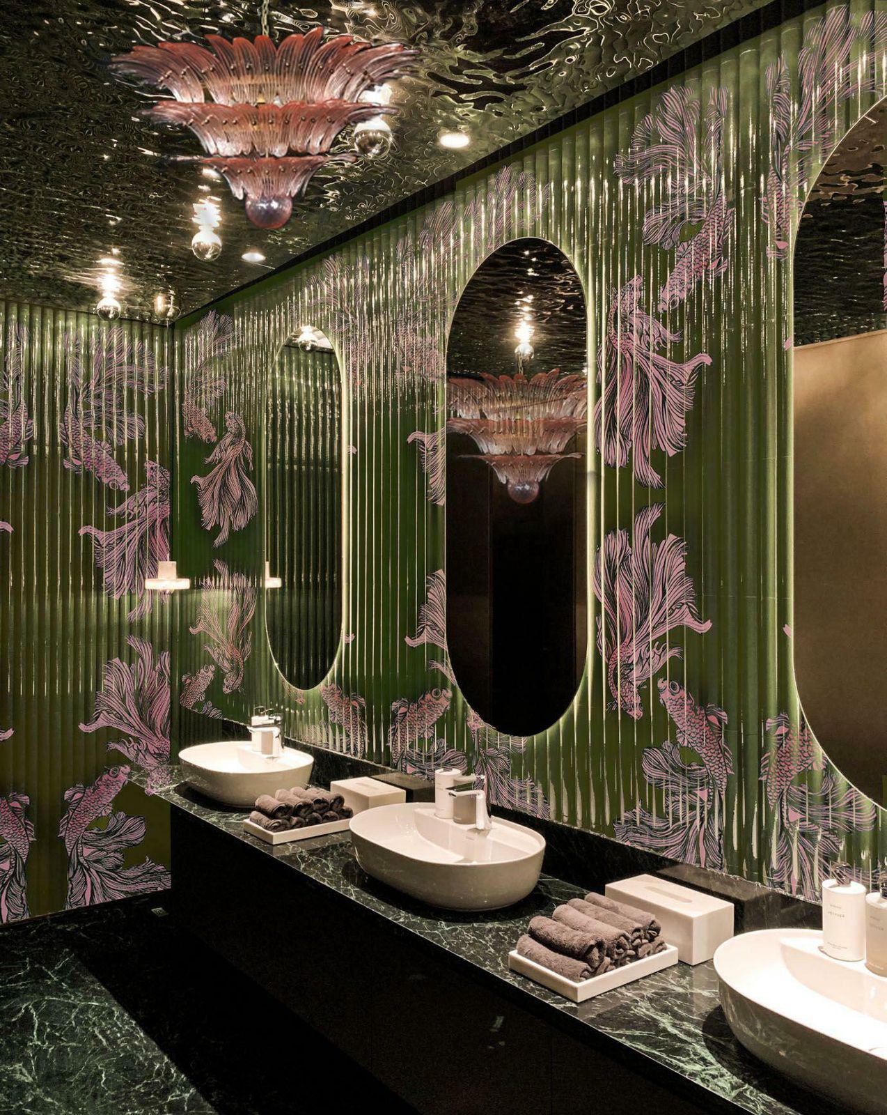 Pair Of Spectacular Pink Glass Chandeliers. Murano photo for sale