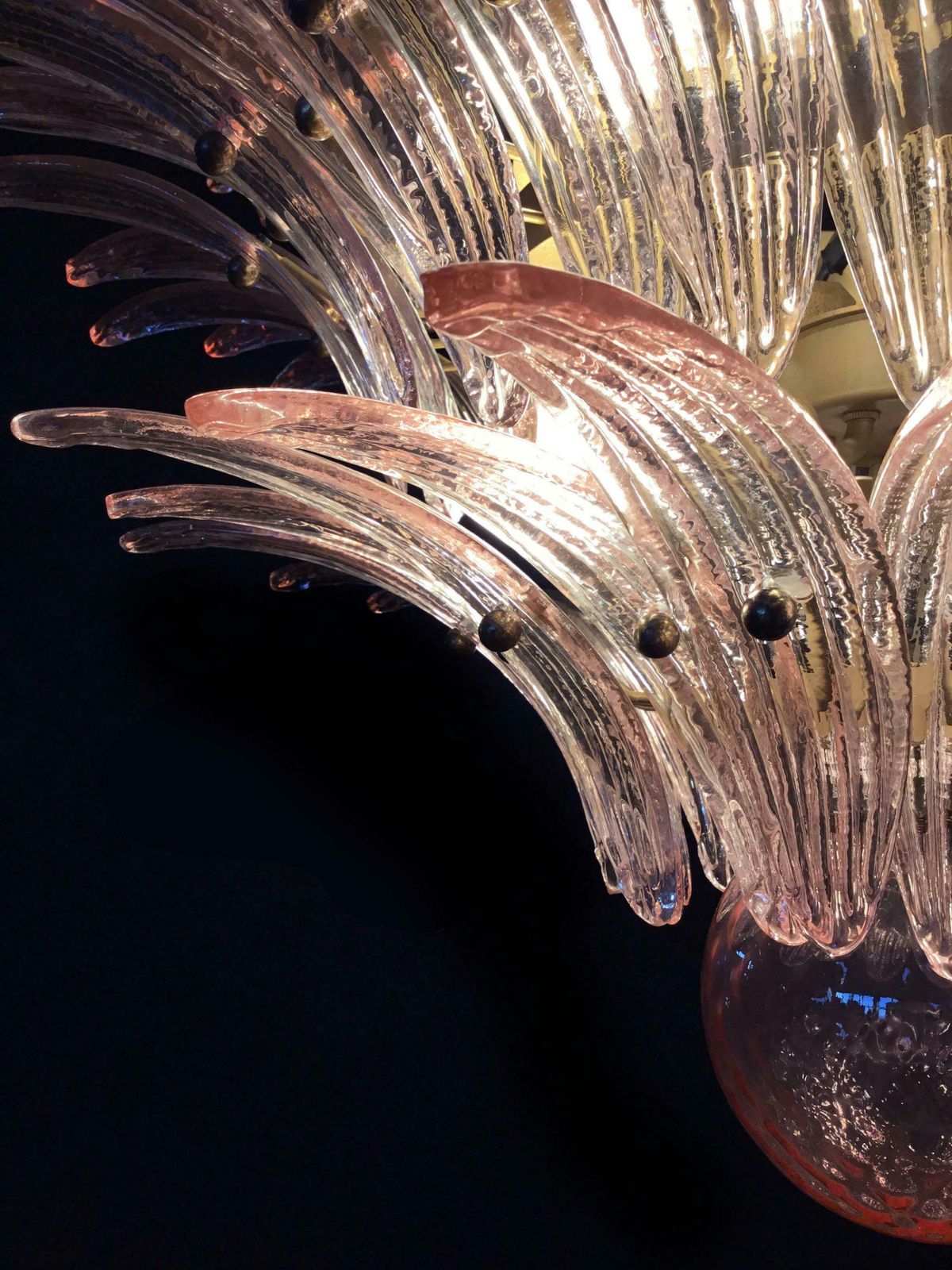 photo furniture Pair Of Spectacular Pink Glass Chandeliers. Murano