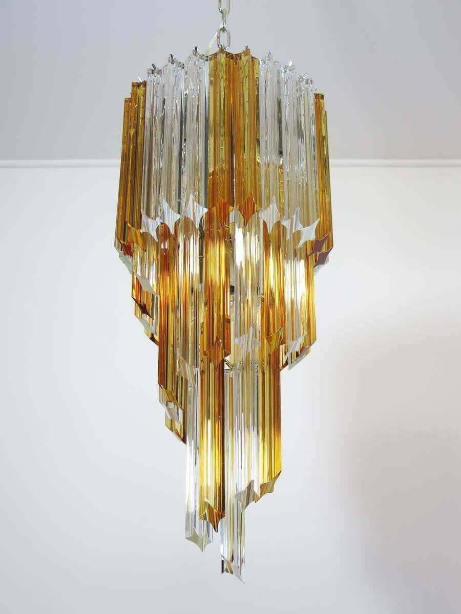 Pair Of Chandeliers Triedri Venini Style, Murano, 1980s photo furniture