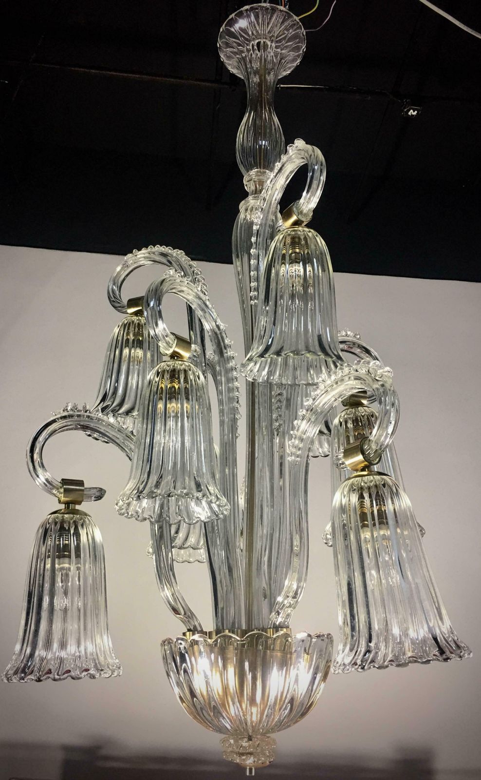 Charming Italian Chandelier By Ercole Barovier, Murano, 1940s