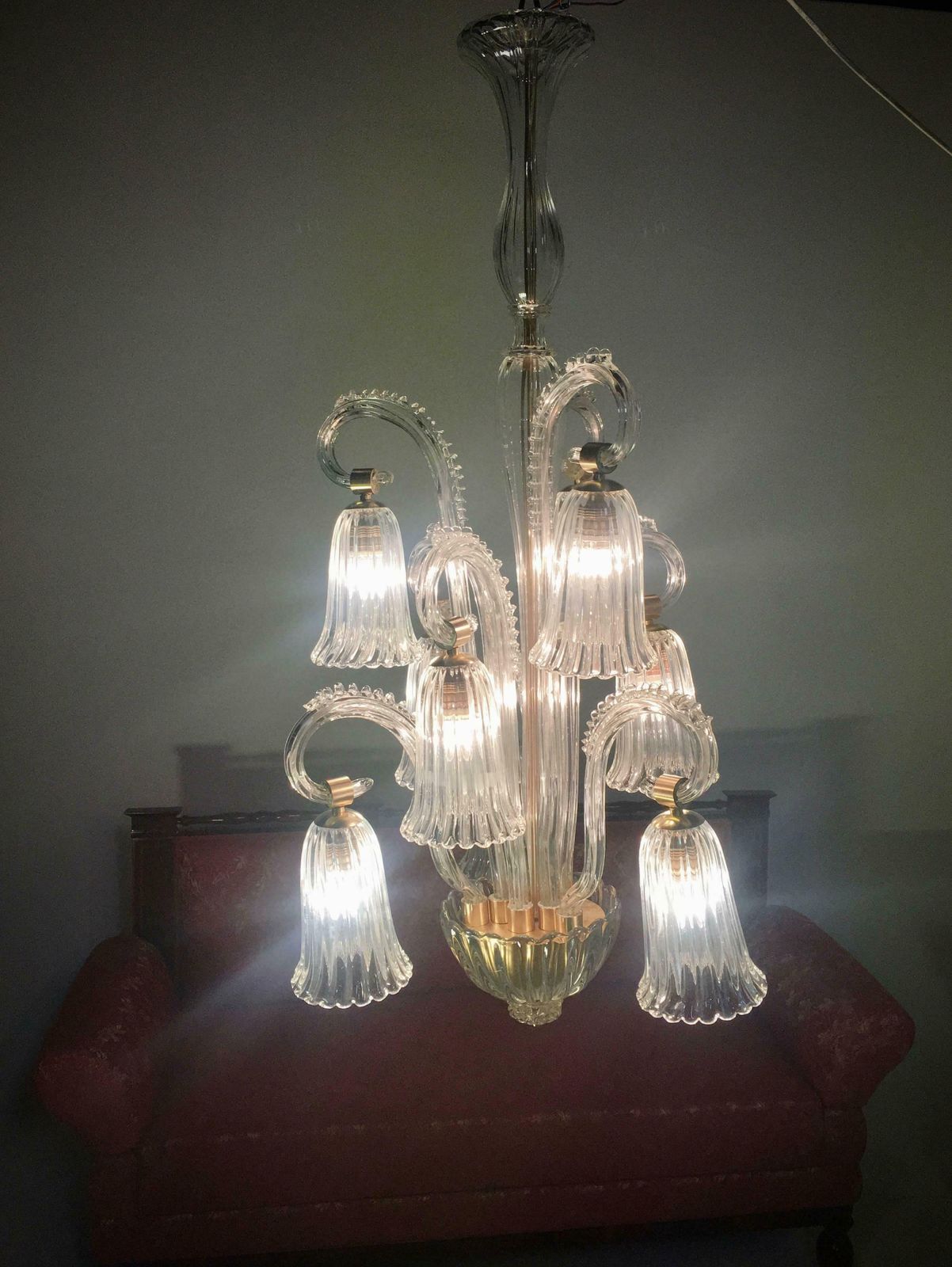 Charming Italian Chandelier By Ercole Barovier, Murano, 1940s photo vintage