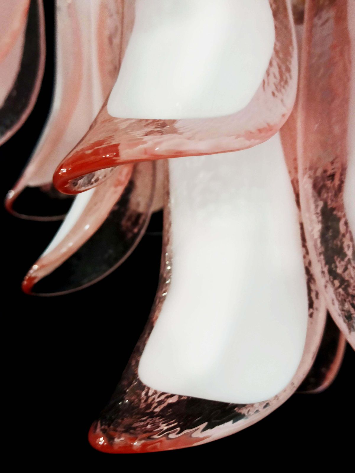 Lighting Italian 36 Pink And White Petals Chandelier, Murano photo