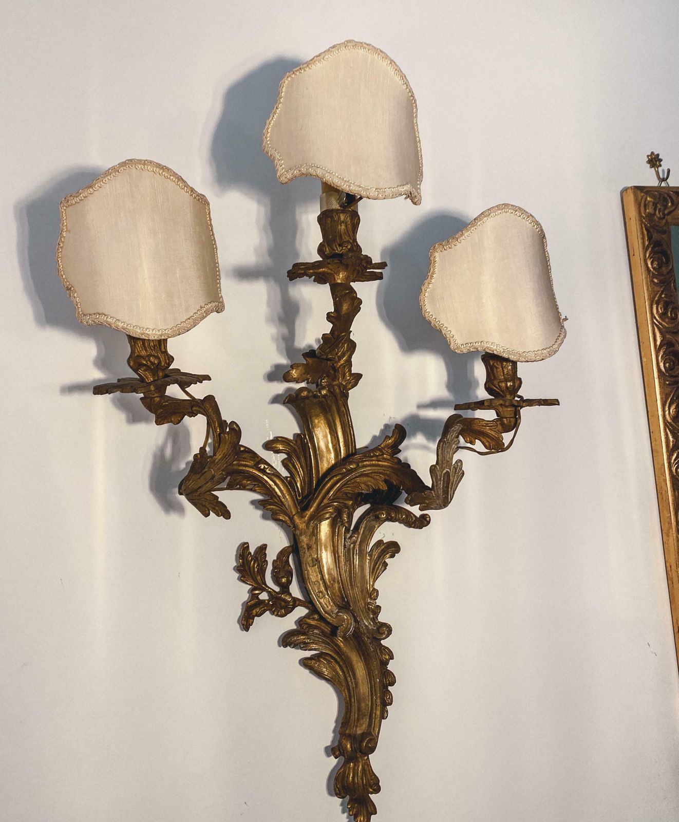 19th Century Pair Louis XV Style Gilt Bronze Appliques Or Wall Lights photo furniture