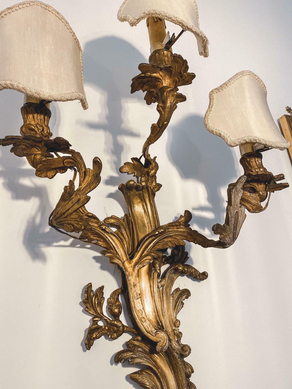 photo furniture 19th Century Pair Louis XV Style Gilt Bronze Appliques Or Wall Lights