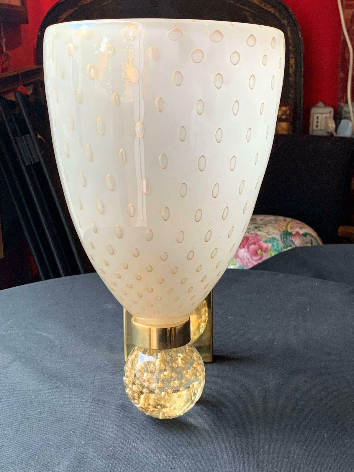 Luxurious Pair Of Wall Lamps By Barovier & Toso, Murano, 1960s photo vintage