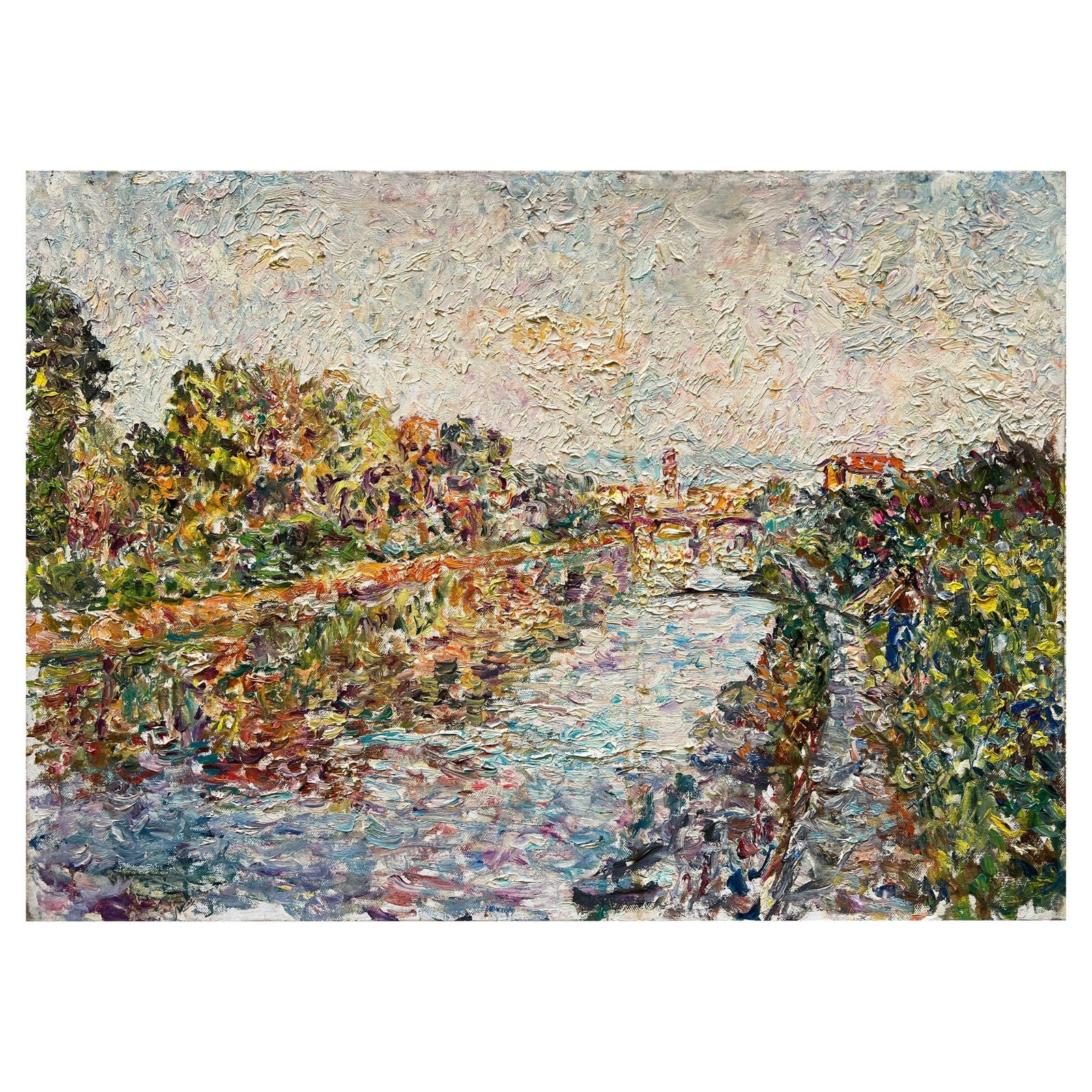 Art Arno River In Springtime By Guido Borgianni Italy. 1950 photo