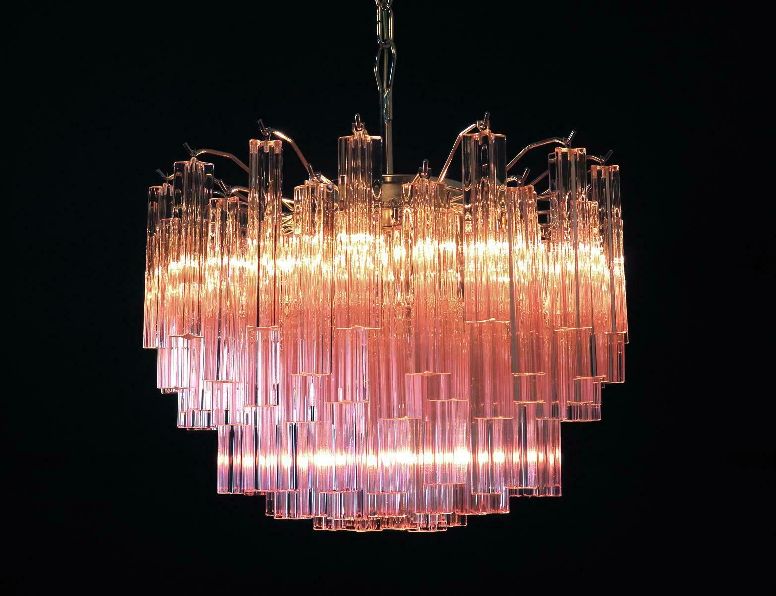 photo for sale Sert 6 Italian Chandeliers Made By 107 Crystal Prism Quadriedri, Murano £16,151.48per Set