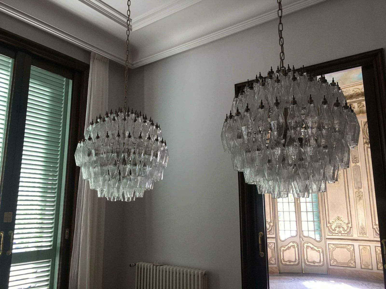Lighting Trio Spherical Murano 140 Poliedri Chandeliers Carlo Scarpa Style, Murano photo