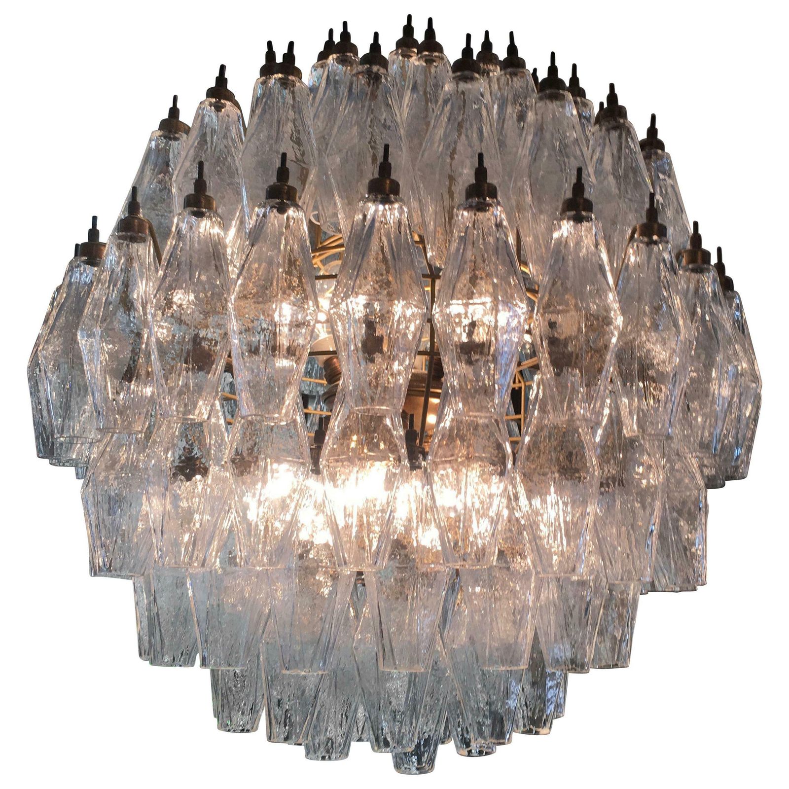 9692.0 Trio Spherical Murano 140 Poliedri Chandeliers Carlo Scarpa Style, Murano photo