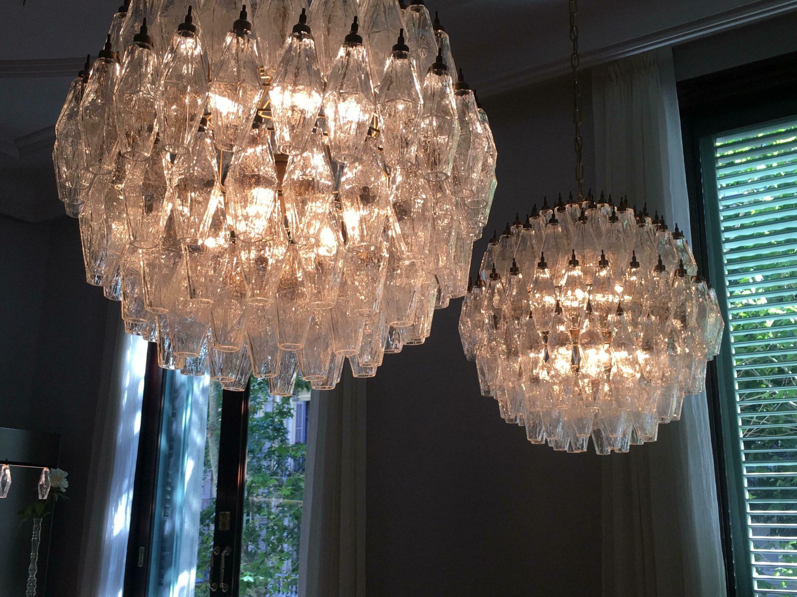 photo buy Spectacular Murano Poliedri Chandelier Carlo Scarpa Style, Murano