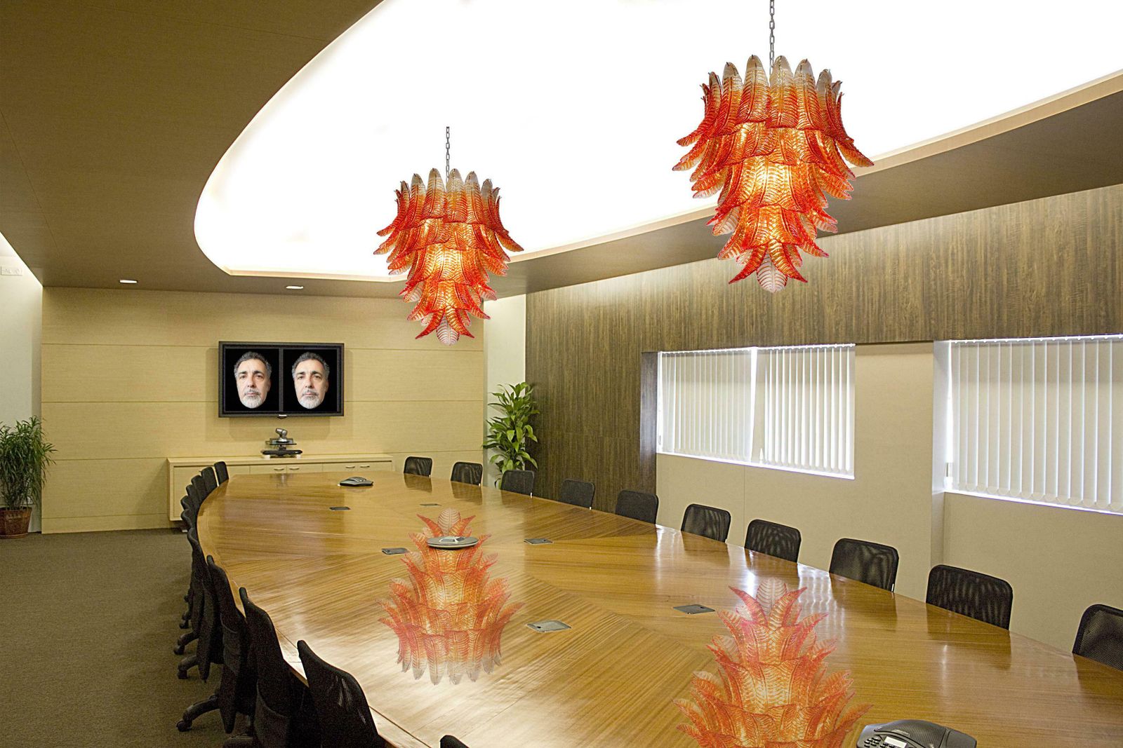 Italian Leaves Chandelier, Barovier & Toso Style, Murano photo Lighting
