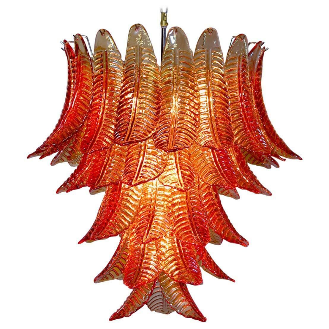 photo buy Italian Leaves Chandelier, Barovier & Toso Style, Murano