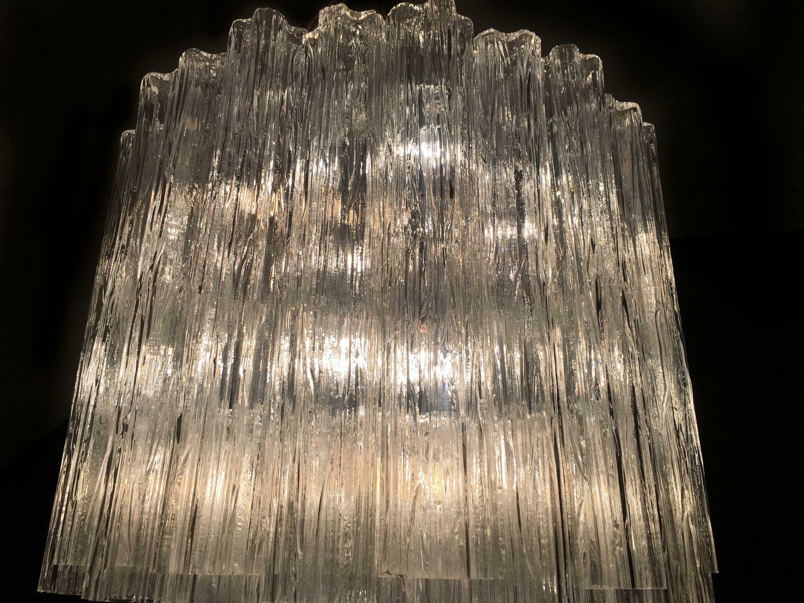 Pair Venetian Tronchi Chandeliers Style Toni Zuccheri 48 Glasses Murano 1990 photo Lighting