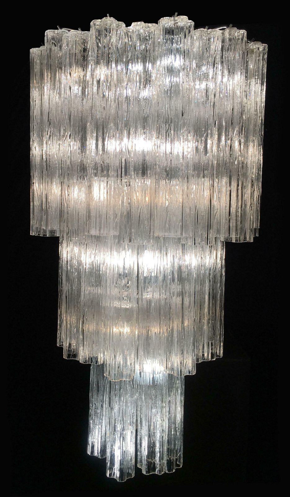 Pair Venetian Tronchi Chandeliers Style Toni Zuccheri 48 Glasses Murano 1990 photo 4039.0