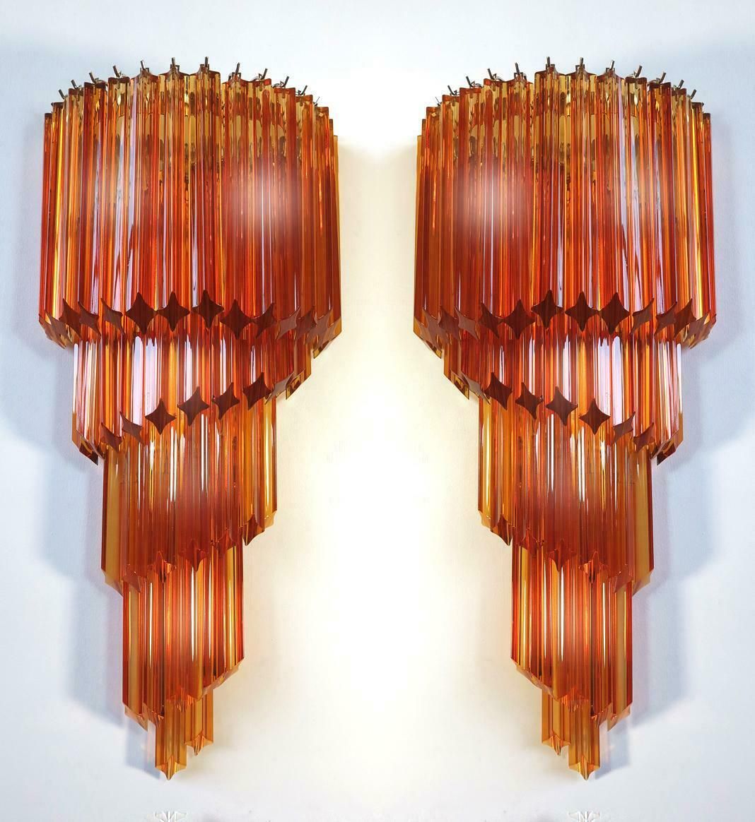 Pair Of Venetian Wall Sconces  Murano 1980s photo Lighting