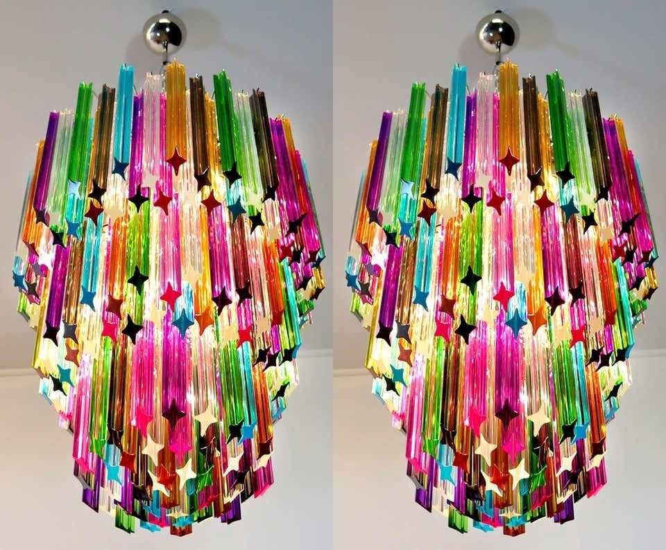 photo furniture Chandelier Multicolour Quadriedri, 184 Prism, Murano, 1980s
