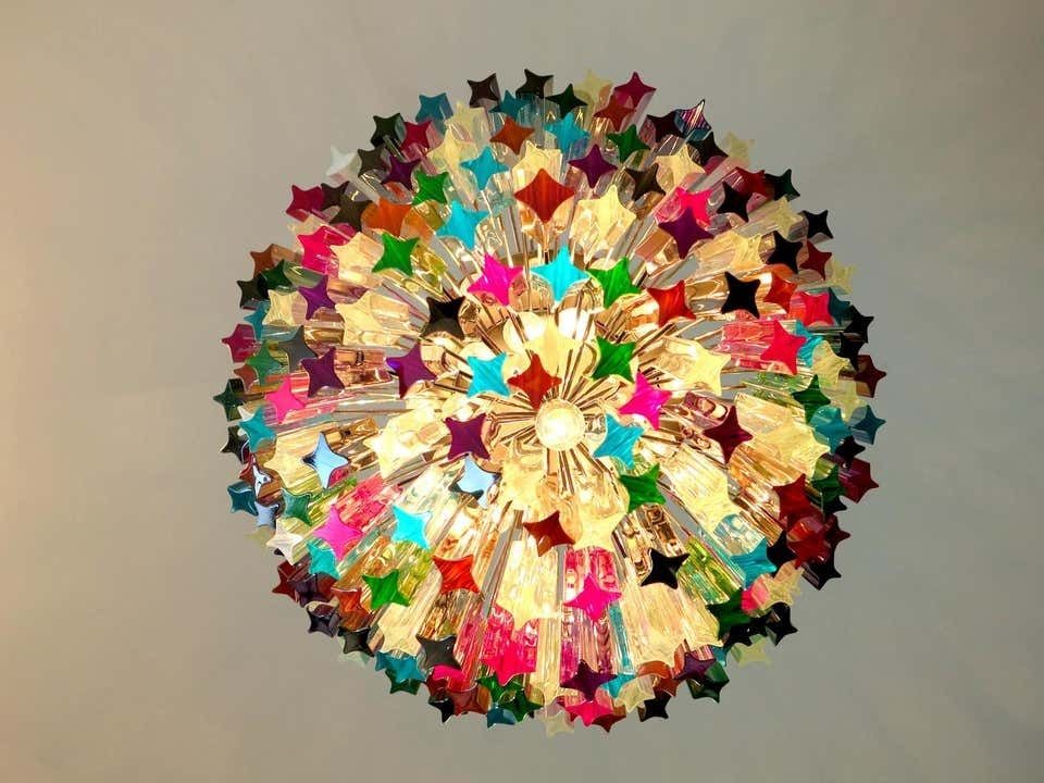 Lighting Chandelier Multicolour Quadriedri, 184 Prism, Murano, 1980s photo